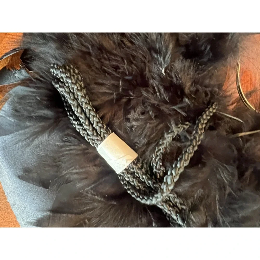 Vintage Black Satin Bag Feather Races Wedding Y2K 90's Purse Party Evening Races